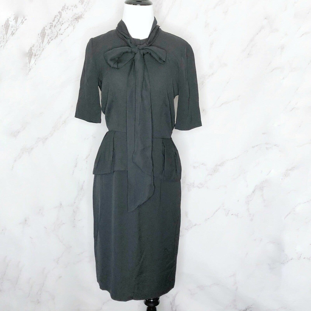 NWT BCBG MaxAzria Denisa Black Silk Peplum Dress